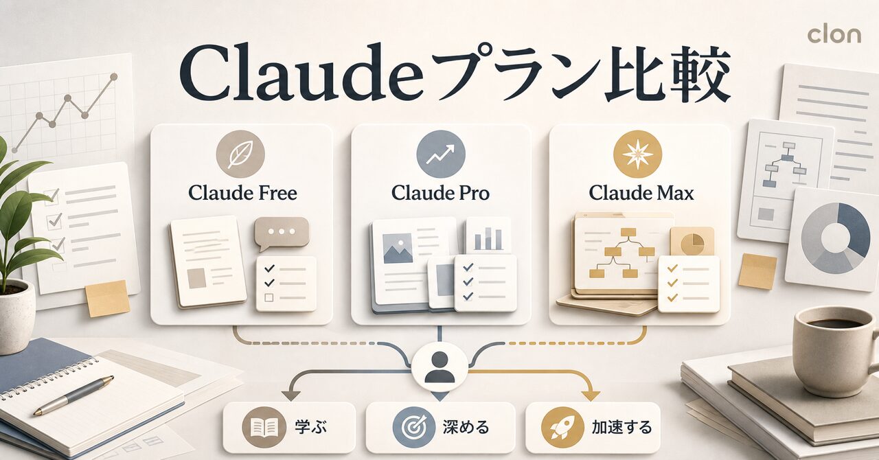 Claude料金プラン完全比較｜Free・Pro・Maxの違いと選び方【2026年最新】のアイキャッチ