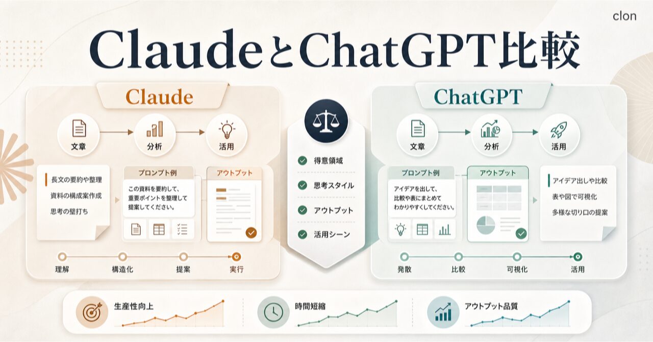 ClaudeとChatGPTの違い・使い分けを徹底比較【2026年最新】のアイキャッチ